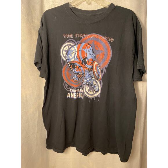 MARVEL Captain America Black T Shirt Youth size 16 / XL, Funko Pop Tees EUC - Picture 2 of 7